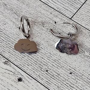 Happy Cloud Huggie Hoop Earring Stainless‎ Steel Silver